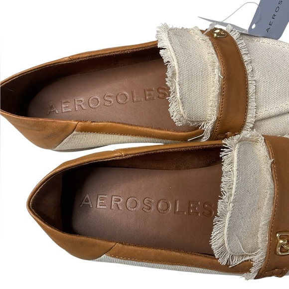 NWT AEROSOLES BRIK Women's Tan and Cream Loafers Size 8-9 - Picture 6 of 8